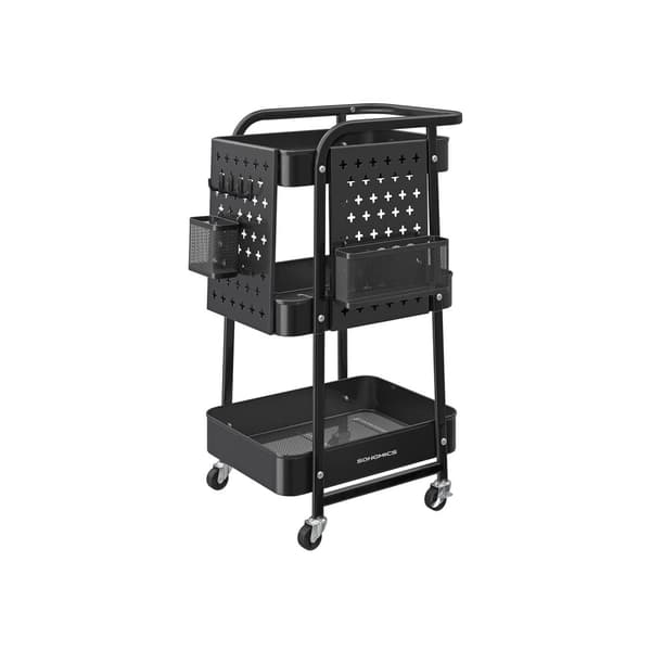 Rootz Steel Köksvagn - Rullvagn - Organiseringsställ - 10 kg Hyllkapacitet - 32,3 cm x 49,4 cm x 73,9 cm - Bläck Svart