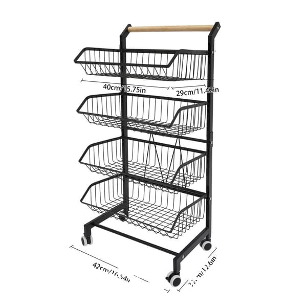 Köksvagn, Fyra nivåer, Hållbar design i kolstål,svart