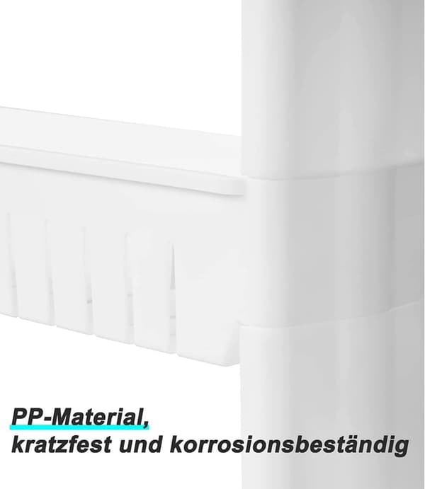 Rootz Niche -kärry - Valkoinen keittiökärry - Ohut muotoilu - 4-kerroksiset hyllyt - Korkeat reunat - Helppo koota - Kompakti - Irrotettavat pyörät