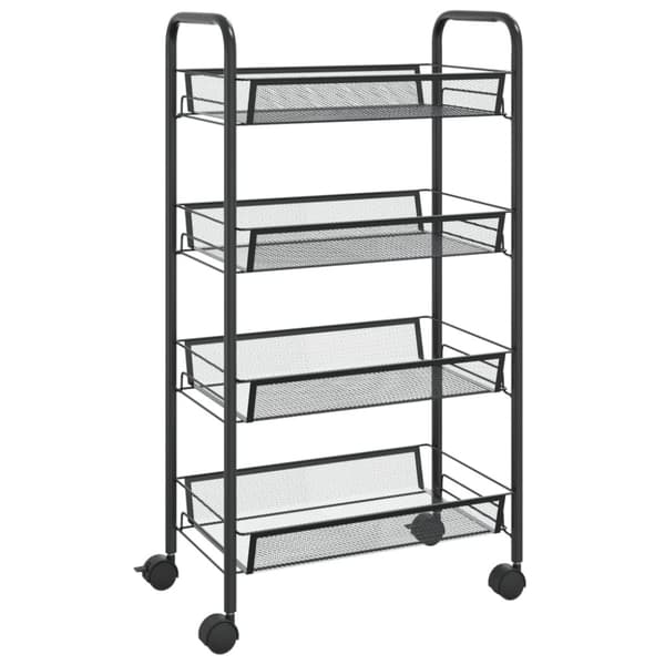 Rullvagn 4 våningar svart 46x26x85 cm järn
