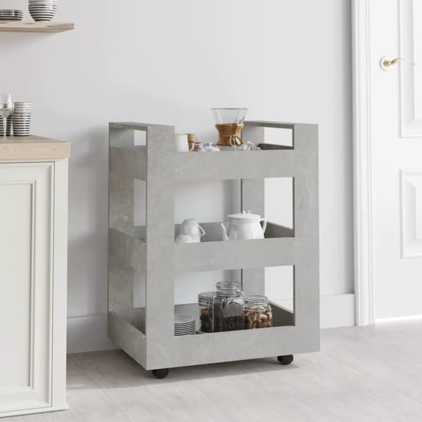 Köksvagn betonggrå 60x45x80 cm konstruerat trä