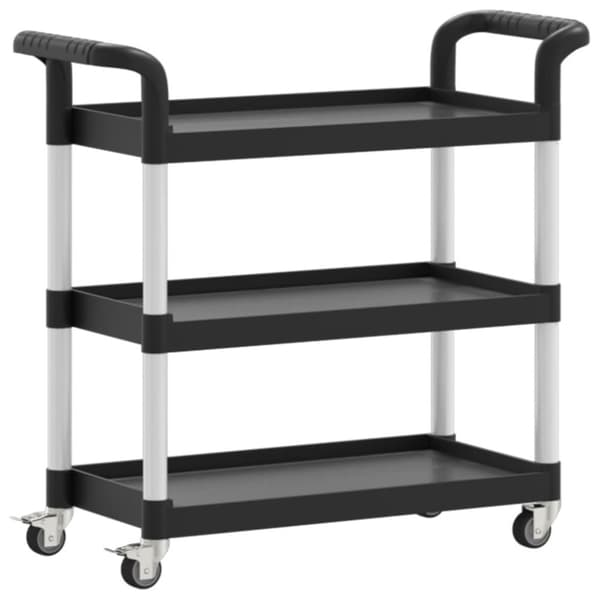 Rullvagn 3 nivåer svart 77x34x72 cm aluminium