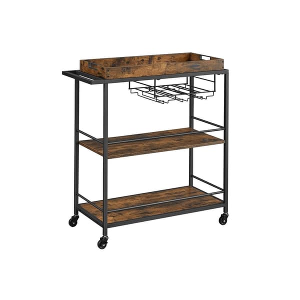 Rootz Serveringsvagn - Barvagn - Mobilvagn - Vintage Brun-Svart - Spånskiva, stål - 40cm x 88cm x 96cm