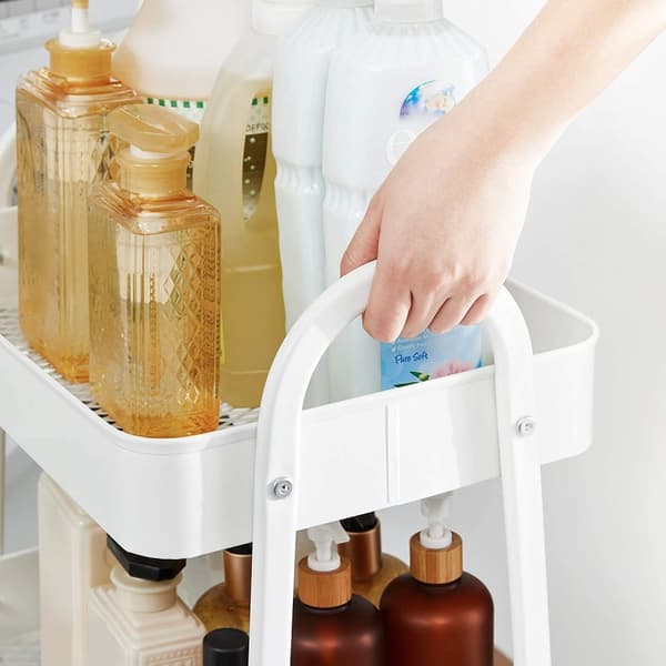 Rootz White Steel Trolley - Rullvagn - Rullhylla - 3 förvaringsfack - 4 låsbara hjul - 41,4 cm x 30,7 cm x 79 cm