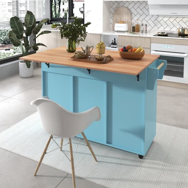 Rootz keittiövaunu - Siirrettävä Kitchen Island - Pyörivä kärry - Jatkettava työtaso - 129L x 71L x 91,5K cm