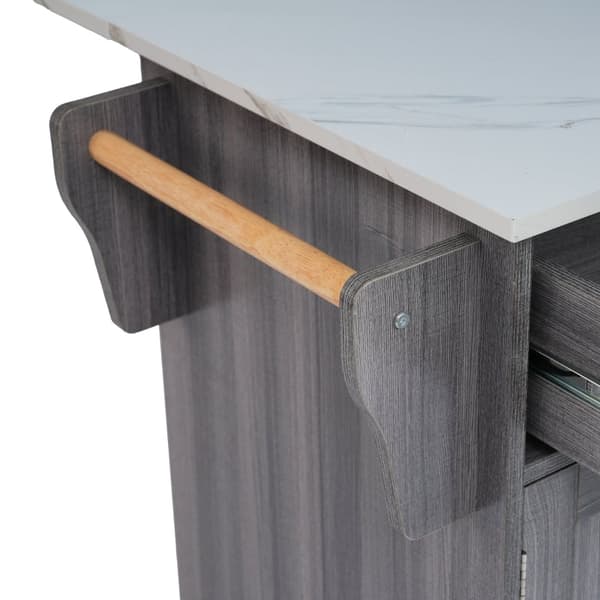 Rootz Køkkenvogn med sammenfoldelig bordplade - Rullevogn - Mobil køkkenø - Rigelig opbevaring - 129L x 71W x 91,5H cm