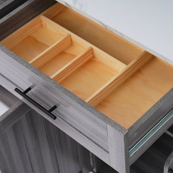 Rootz Køkkenvogn med sammenfoldelig bordplade - Rullevogn - Mobil køkkenø - Rigelig opbevaring - 129L x 71W x 91,5H cm