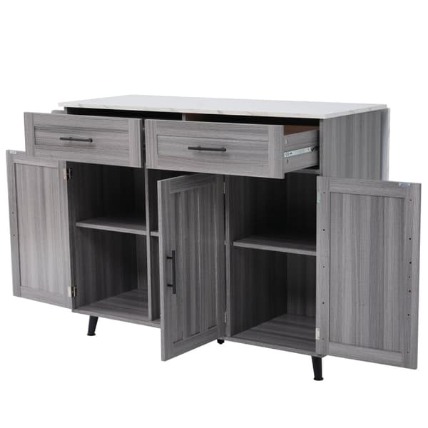 Rootz Køkkenvogn med sammenfoldelig bordplade - Rullevogn - Mobil køkkenø - Rigelig opbevaring - 129L x 71W x 91,5H cm