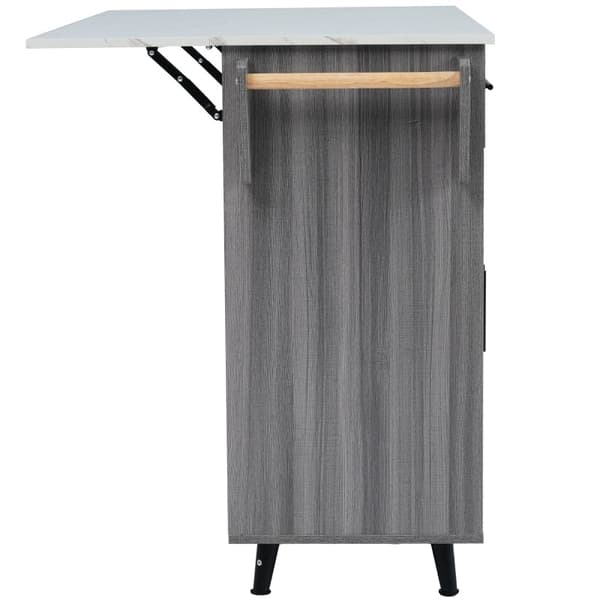 Rootz Køkkenvogn med sammenfoldelig bordplade - Rullevogn - Mobil køkkenø - Rigelig opbevaring - 129L x 71W x 91,5H cm