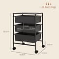 Miniatyrbild 3 av 7: Rootz Storage Trolley - Mobil Organizer - Utility Cart - Stålram - Lätt att rengöra - 40,8L x 33,5W x 60,5H cm
