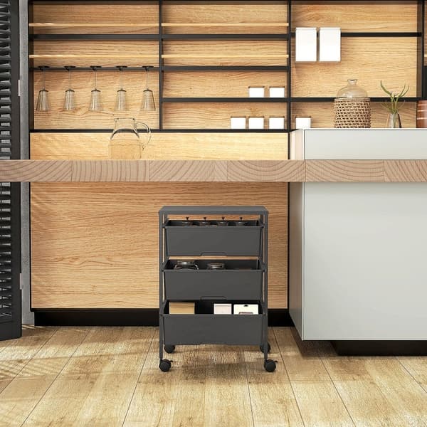 Rootz Storage Trolley - Mobil Organizer - Utility Cart - Stålram - Lätt att rengöra - 40,8L x 33,5W x 60,5H cm