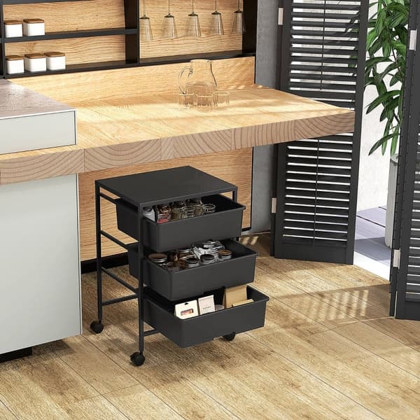 Rootz Storage Trolley - Mobil Organizer - Utility Cart - Stålram - Lätt att rengöra - 40,8L x 33,5W x 60,5H cm