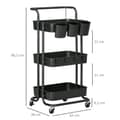 Miniatyrbild 3 av 11: Rootz 3 Tier Trolley Storage Baskets - Arrangörsvagn - Mobil lagring - Kompakt design - 42 cm x 38 cm x 86,5 cm
