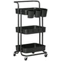 Miniatyrbild 10 av 11: Rootz 3 Tier Trolley Storage Baskets - Arrangörsvagn - Mobil lagring - Kompakt design - 42 cm x 38 cm x 86,5 cm