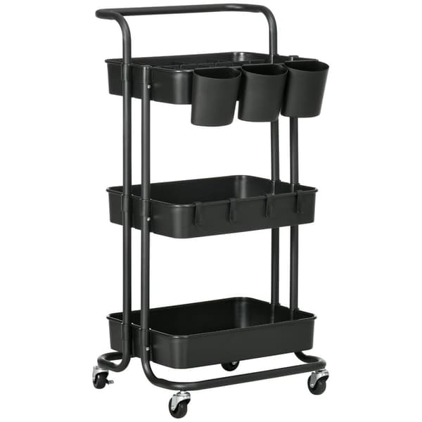 Rootz 3 Tier Trolley Storage Baskets - Arrangörsvagn - Mobil lagring - Kompakt design - 42 cm x 38 cm x 86,5 cm