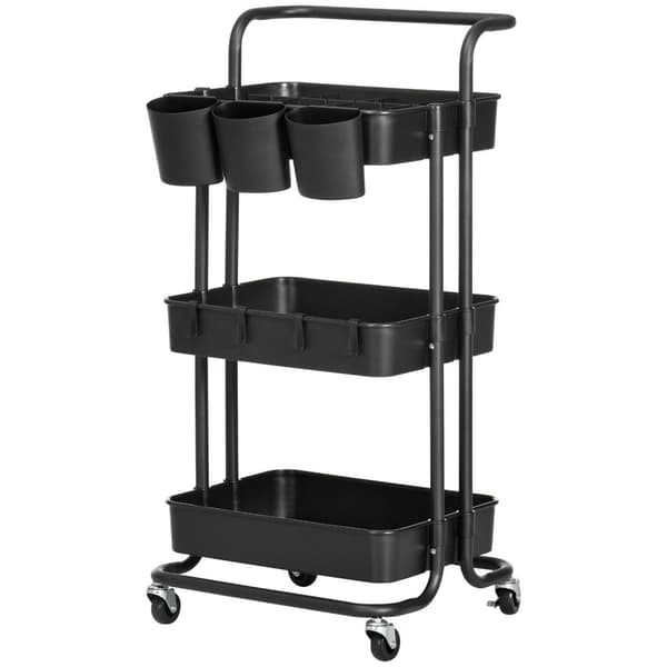 Rootz 3 Tier Trolley Storage Baskets - Arrangörsvagn - Mobil lagring - Kompakt design - 42 cm x 38 cm x 86,5 cm