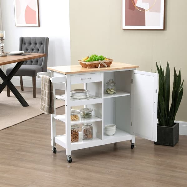 Rootz Kitchen Trolley Modern Serving Cart - Kitchen Island - Rolling Cart - Metalhandtag - 92 cm x 40 cm x 84 cm