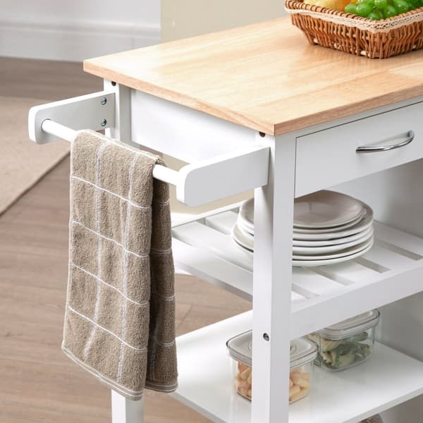 Rootz Kitchen Trolley Modern Serving Cart - Kitchen Island - Rolling Cart - Metalhandtag - 92 cm x 40 cm x 84 cm