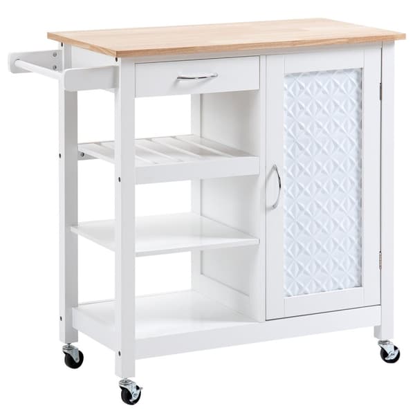 Rootz Kitchen Trolley Modern Serving Cart - Kitchen Island - Rolling Cart - Metalhandtag - 92 cm x 40 cm x 84 cm
