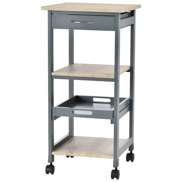 Rootz Kitchen Trolley - Serveringsvogn - rullende vogn - rigelig opbevaring - fyrretræ/mdf - 37 cm x 37 cm x 76 cm