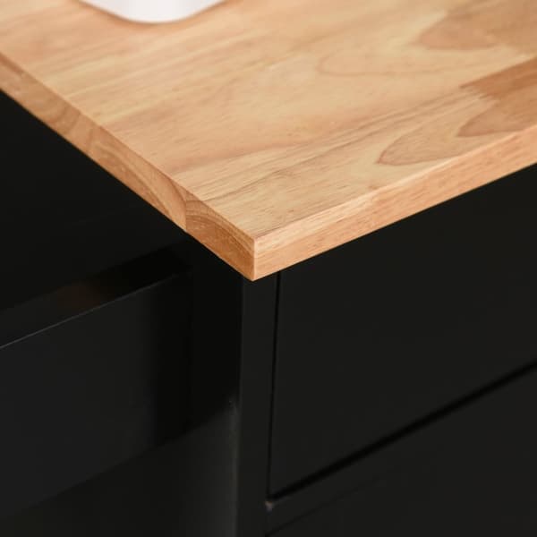 Rootz Kitchen Trolley On Wheels - Servering Cart - Mobil Kitchen Island - gott om förvaring - 83W X 45D x 91,5H cm svartbrunt