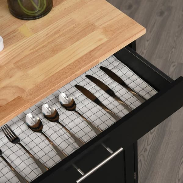 Rootz Kitchen Trolley On Wheels - Servering Cart - Mobil Kitchen Island - gott om förvaring - 83W X 45D x 91,5H cm svartbrunt
