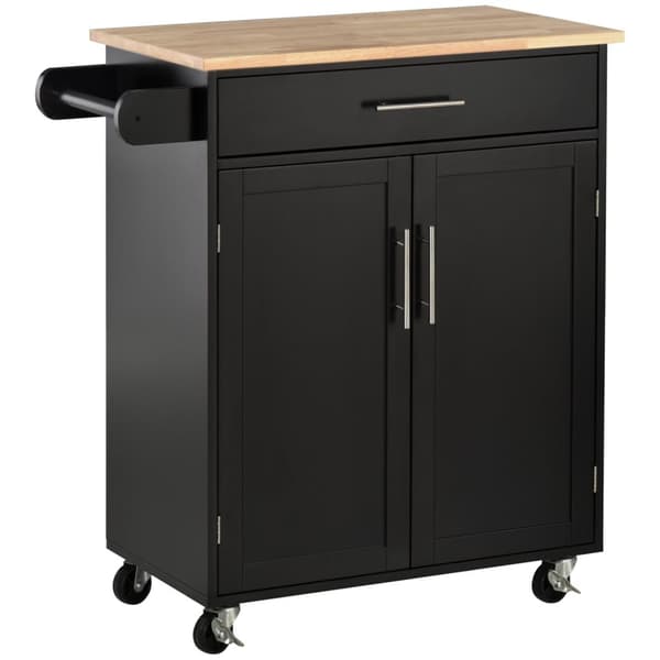 Rootz Kitchen Trolley On Wheels - Servering Cart - Mobil Kitchen Island - gott om förvaring - 83W X 45D x 91,5H cm svartbrunt