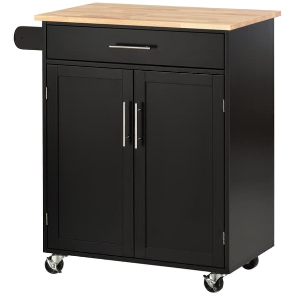Rootz -keittiövaunu pyörillä - tarjoilukärry - mobiili keittiösaari - runsaasti säilytystilaa - 83w x 45d x 91,5h cm musta -ruskea