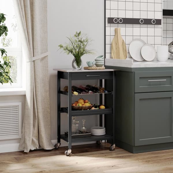 Rootz Kitchen Trolley - Servering Cart - Mobile Kitchen Table - Rostfritt stål Arbetsyta - 60W x 40D x 85H cm - Effektiv förvaring