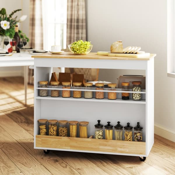 Rootz Rollable Kitchen Trolley - Mobile Kitchen Island - Kitchen Cart - riklig förvaring och enkel rörlighet - 107 cm x 50 cm x 85 cm