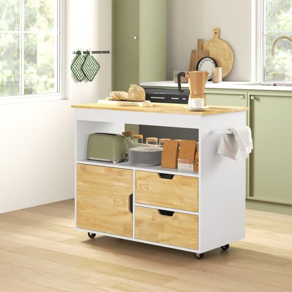Rootz Rollable Kitchen Trolley - Mobile Kitchen Island - Kitchen Cart - riklig förvaring och enkel rörlighet - 107 cm x 50 cm x 85 cm