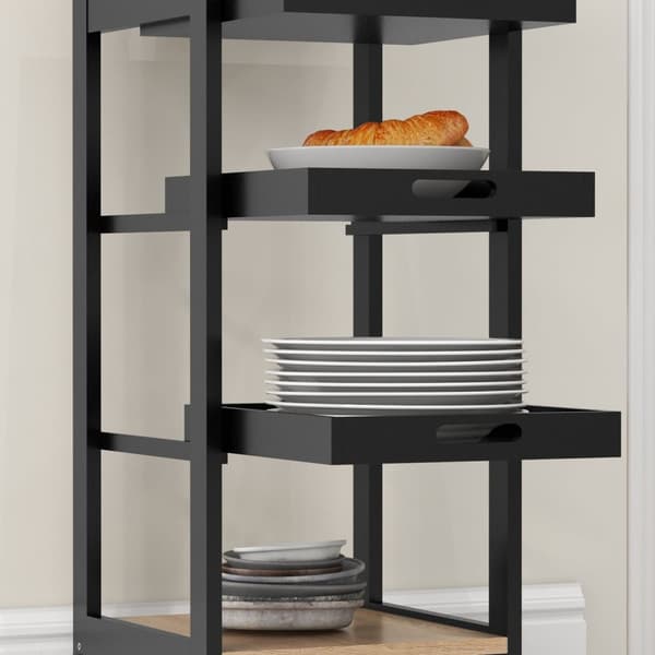 Rootz Serveringsvogn - Kitchen Trolley - Utility Cart - 2 Fjernelige bakker - 37x37x76cm - Pine Wood & MDF