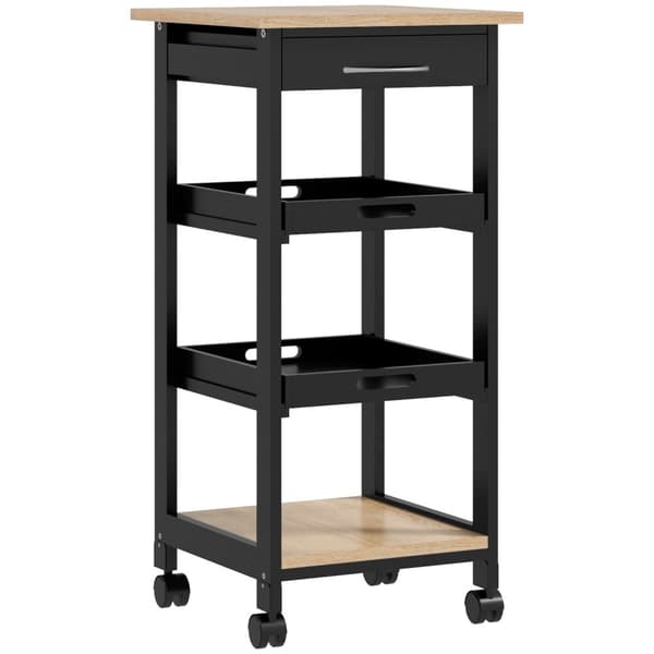 Rootz Serveringsvogn - Kitchen Trolley - Utility Cart - 2 Fjernelige bakker - 37x37x76cm - Pine Wood & MDF