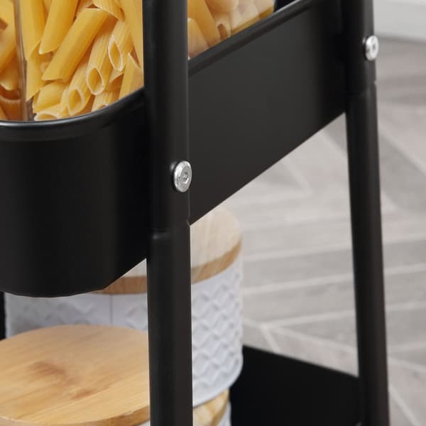 Rootz Steel 3 -Tier Trolley - Rolling Storage Cart - Kitchen Organizer - Compact & Moveble - 45L X 31W X 79.4H CM