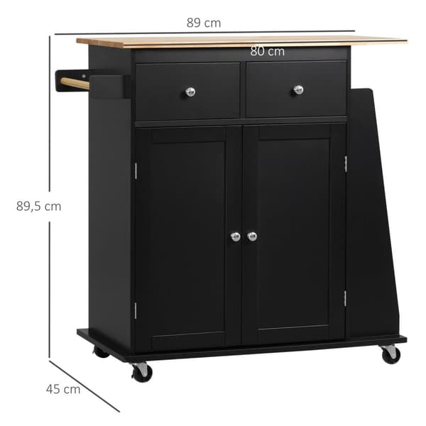 Rootz Kitchen Island - Kitchen Cart - Mobile Counter - riklig förvaring - 80 cm x 45 cm x 89,5 cm