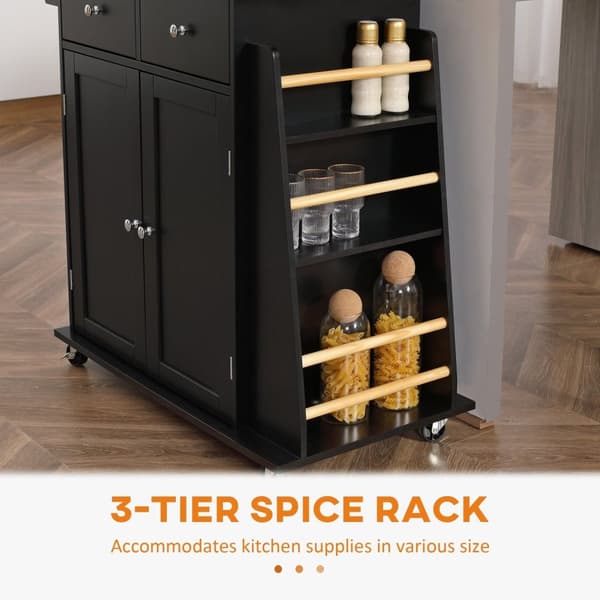 Rootz Kitchen Island - Kitchen Cart - Mobile Counter - riklig förvaring - 80 cm x 45 cm x 89,5 cm