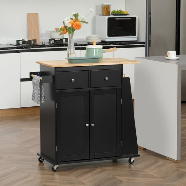 Rootz Kitchen Island - Kitchen Cart - Mobile Counter - riklig förvaring - 80 cm x 45 cm x 89,5 cm