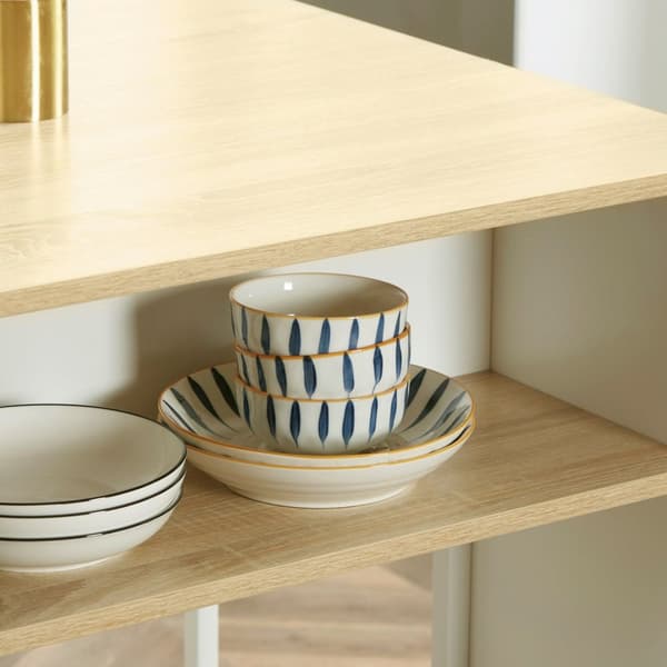 Rootz Kitchen Island - Moderna hyllor - Lagringslösning - Rostfritt stål - 105 x 65 x 90 cm, White & Brown