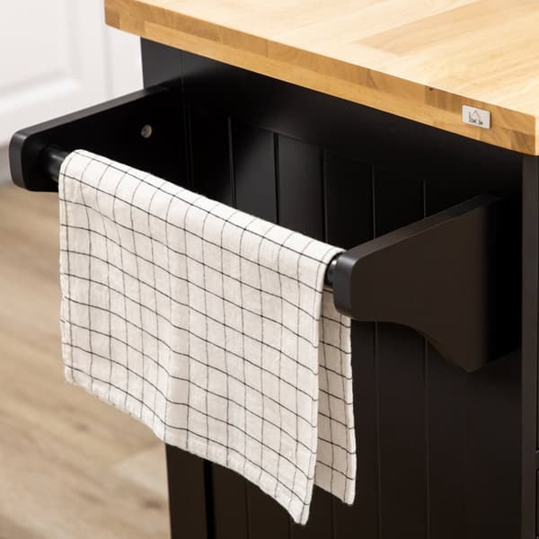 Rootz Kitchen Island - Multipurpose förvaring - Svart gummibrun - Handduksställ - Låda, skåp - 135L x 45W x 94,5H cm