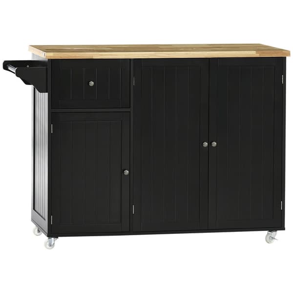 Rootz Kitchen Island - Multipurpose förvaring - Svart gummibrun - Handduksställ - Låda, skåp - 135L x 45W x 94,5H cm
