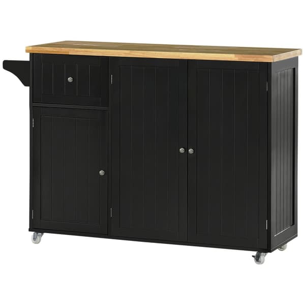 Rootz Kitchen Island - Multipurpose förvaring - Svart gummibrun - Handduksställ - Låda, skåp - 135L x 45W x 94,5H cm