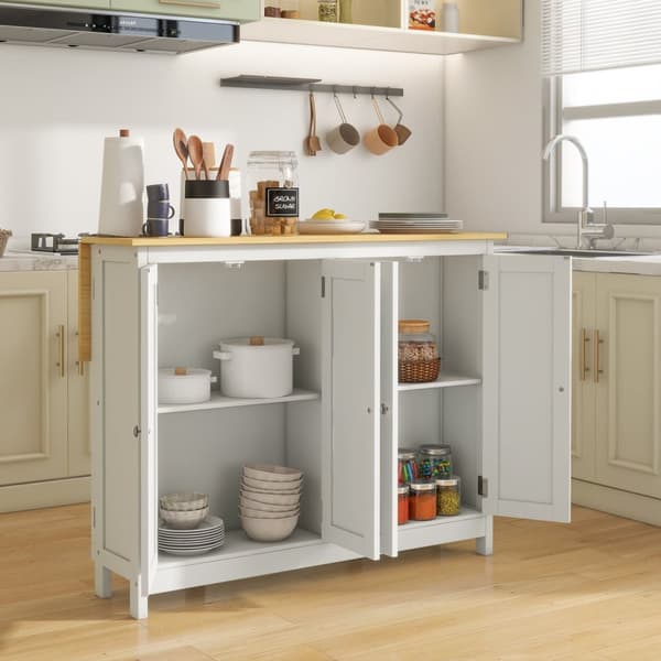 Rootz Kitchen Island Trolley Set - Kitchen Cart med 2 afføring - Udfoldelig arbejdsbræt - Rumbesparelse - 110 cm x 60 cm x 90 cm