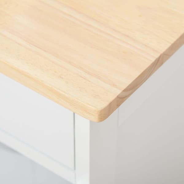 Rootz Kitchen Island - Mobile Kitchen Cart - Rolling Storage -kaappi - runsaasti säilytystilaa - 67 cm x 37cm x 87cm - valkoinen MDF, Rubberwood Top