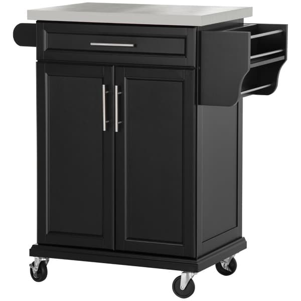 Rootz Kitchen Servering Trolley - Kitchen Island - Rolling Cabinet - Rustfrit stålplade - 91 cm x 84 cm x 46 cm - Praktisk opbevaring og mobilitet