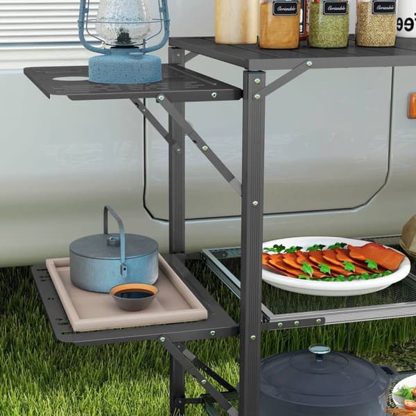 Rootz Folding Camping Kitchen Table - Portable Cooking Station - Travel Camping Bord - Carry Bag Inkluderet - 126 cm x 46 cm x 81 cm