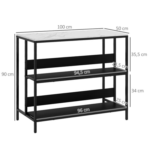 Rootz Modern Kitchen Island - Keittiön kärry - Keittiön säilytys - tukeva musta teräs & MDF - 100W x 50d x 90h cm