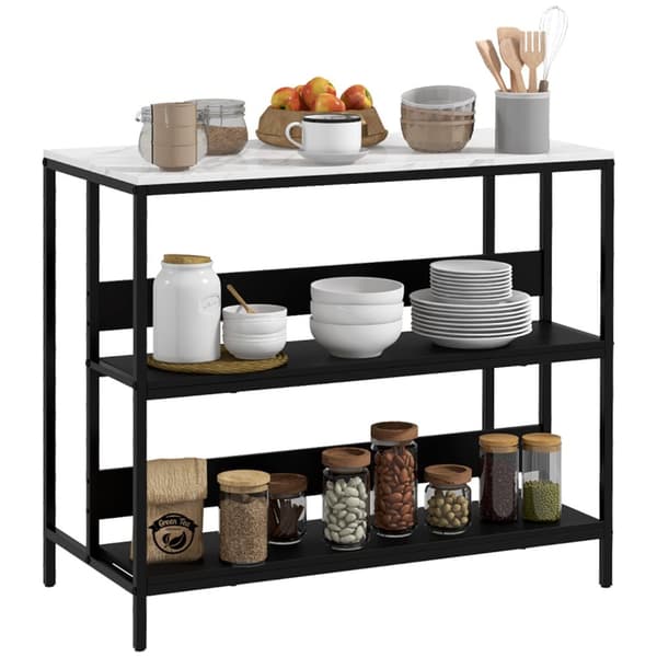 Rootz Modern Kitchen Island - Keittiön kärry - Keittiön säilytys - tukeva musta teräs & MDF - 100W x 50d x 90h cm