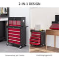 Miniatyrbillede 5 af 11: Rootz Tool Trolley - Workshop Trolley - Mobil Tool Chest - Låselige skuffer - Rødt stål - 14 skuffer - 60x26x34cm & 76x33x75cm