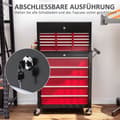 Miniatyrbillede 6 af 11: Rootz Tool Trolley - Workshop Trolley - Mobil Tool Chest - Låselige skuffer - Rødt stål - 14 skuffer - 60x26x34cm & 76x33x75cm