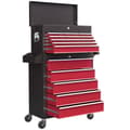 Miniatyrbillede 1 af 11: Rootz Tool Trolley - Workshop Trolley - Mobil Tool Chest - Låselige skuffer - Rødt stål - 14 skuffer - 60x26x34cm & 76x33x75cm